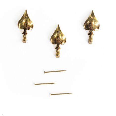 Lupia - Kit 3 Ganci CUORE ORO per Quadri, Specchiere e Cornici, Metallo Dorato, Chiodi per Fissaggio Inclusi, Adatti per tutti gli ambienti, Dimensioni 3,1x1,5 cm