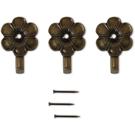 Lupia - Kit 3 Ganci FIORE BRONZO per Quadri, Specchiere e Cornici, Finitura Dorata, Metallo,  Adatti per tutti gli ambienti, Dimensioni 3,8x2,5 cm