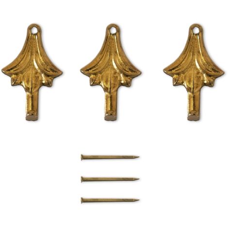 Lupia - Kit 3 Ganci FOGLIA ORO per Quadri, Specchiere e Cornici, Metallo con Finitura Dorata, Adatti a tutti gli ambienti, Dimensioni 3,8x2,4 cm