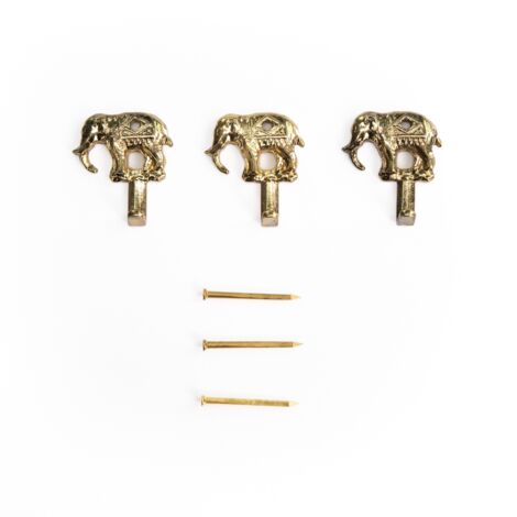 Lupia - Kit 3 Ganci ORO ELEFANTE per Quadri, Specchiere e Cornici, Metallo con Finitura Dorata, Adatti per tutti gli ambienti, Dimensioni 2,9x2,6 cm