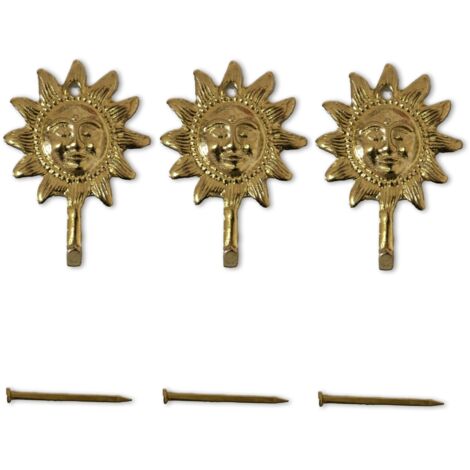 Lupia - Kit 3 Ganci SOLE ORO per Quadri, Specchiere e Cornici, Metallo Dorato, Finitura Artistica, Adatti a tutti gli ambienti, Chiodini per Fissaggio inclusi, Dimensioni 4,0x2,8 cm