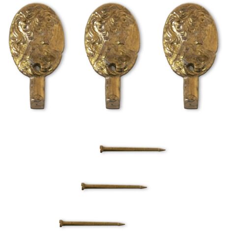 Lupia - Kit 3 Ganci VOLTO DI DAMA ORO per Quadri, Specchiere e Cornici, Metallo Dorato, Include Chiodini per il fissaggio, Adatti a tutti gli ambienti, Dimensioni 3,8x2,0 cm