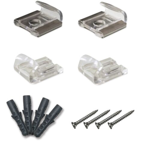 Lupia - Kit 4 pz ferma specchio e vetro in acciaio da parete a molla