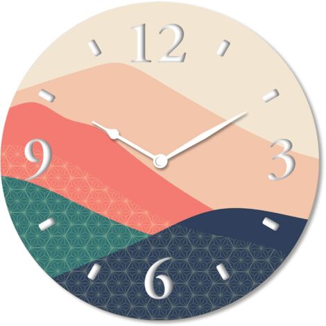 Lupia - Orologio da Parete in Legno ecologico, con stampa colorata DUNE COLOR, 32x32 cm, Made in Italy, Movimento a Quarzo, Alimentato a Batteria non inclusa, Adatto a Tutti gli Stili di Casa