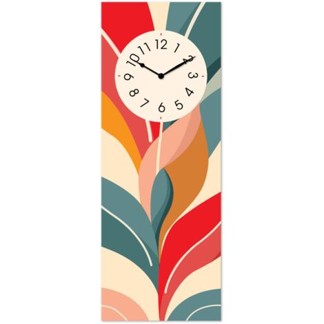 Lupia - Orologio da Parete in Legno ecologico, con stampa FLORAL COLORED, 30x80 cm, Made in Italy, Movimento a Quarzo, Alimentato a Batteria non inclusa, Adatto a Tutti gli Stili di Casa