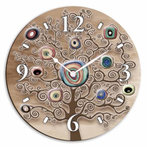 Lupia - Orologio da Parete in Legno ecologico, con stampa TREE Albero della Vita, 32x32 cm, Made in Italy, Movimento a Quarzo, Alimentato a Batteria non inclusa, Adatto a Tutti gli Stili di Casa
