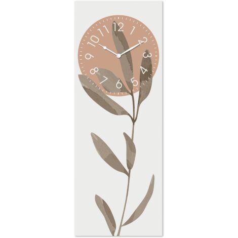 Lupia - Orologio da Parete in Legno ecologico, con stampa ZEN LEAVES BROWN, 30x80 cm, Made in Italy, Movimento a Quarzo, Alimentato a Batteria non inclusa, Adatto a Tutti gli Stili di Casa