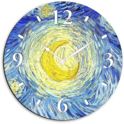 Lupia - Orologio da parete lavorato in Legno 32x32 cm Notte Stellata