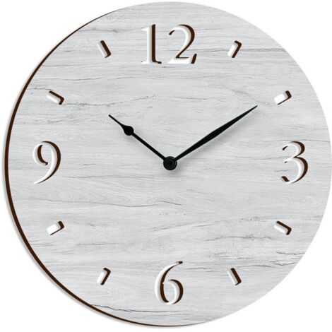 Lupia - Orologio da parete lavorato in legno cm 32X32 WOOD WHITE