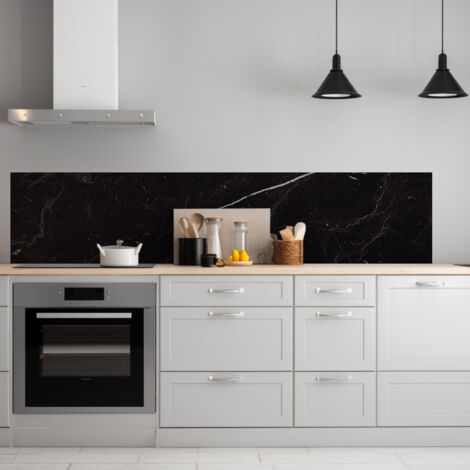 Lupia Pannello Paraschizzi Schienale Cucina con decorazione stampata, MARMO DARK, in Alluminio composito, Facile da applicare, Lavabile Ignifugo Resistente all'Acqua 260xH62,5 cm
