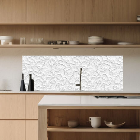 Lupia Pannello Paraschizzi Schienale Cucina con decorazione stampata, TEXTURE WHITE, in Alluminio composito, Facile da applicare, Lavabile Ignifugo Resistente all'Acqua 180xH62,5 cm