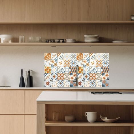 Lupia Pannello Paraschizzi Schienale Cucina con decorazione stampata, TILES COLOR, in Alluminio composito, Facile da applicare, Lavabile Ignifugo Resistente all'Acqua 120xH62,5 cm