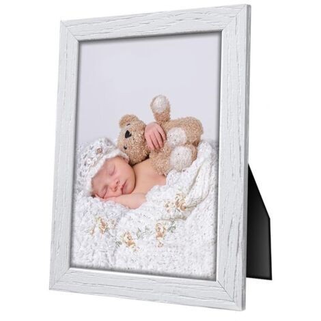 Lupia - Portafoto da tavolo in legno shabby WHITE 10x15 cm