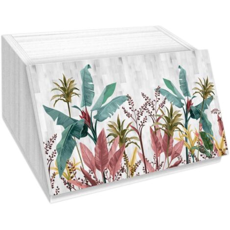 Lupia - Portapane White BANANA LEAVES grey foglie banano, Conserva Freschezza Pane, Versatile per Cibo Secco, Design Unico, Apertura frontale con Aerazione, 40x20x30cm, Chiaro, Legno