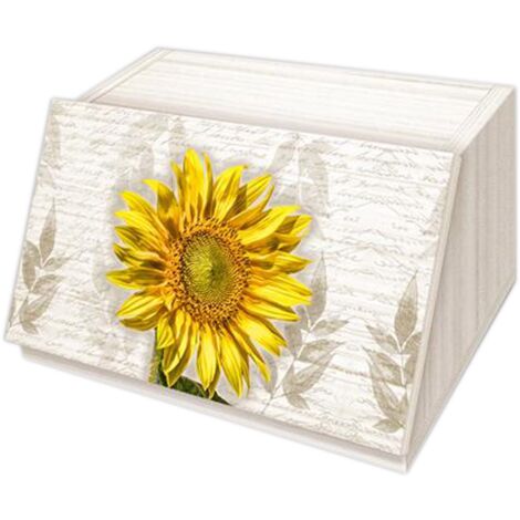 Lupia - Portapane White GIRASOLE in Legno, Shabby, Contenitore Cibo Secco, Conserva Freschezza Pane, Apertura Frontale, Aerato con Finestrella, 30x40x20 cm, Made in Italy