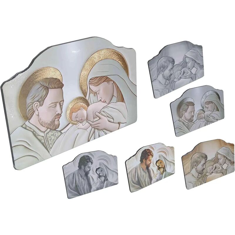 Quadro Capezzale Sacra Famiglia in Legno Nativity Assortiti 35x50 cm - Lupia