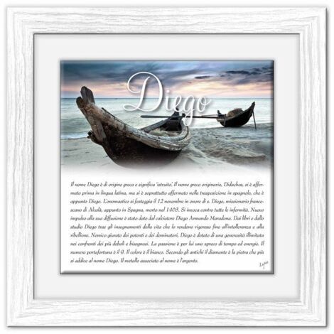 Lupia - Quadro mattonella Ceramica Modern White 29x29 cm con significato del nome Diego