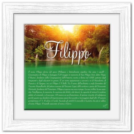Lupia - Quadro mattonella Ceramica Modern White 29x29 cm con significato del nome Filippo