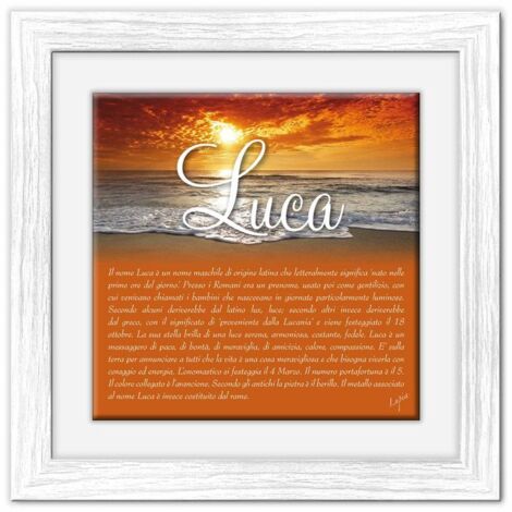 Lupia - Quadro mattonella Ceramica Modern White 29x29 cm con significato del nome Luca
