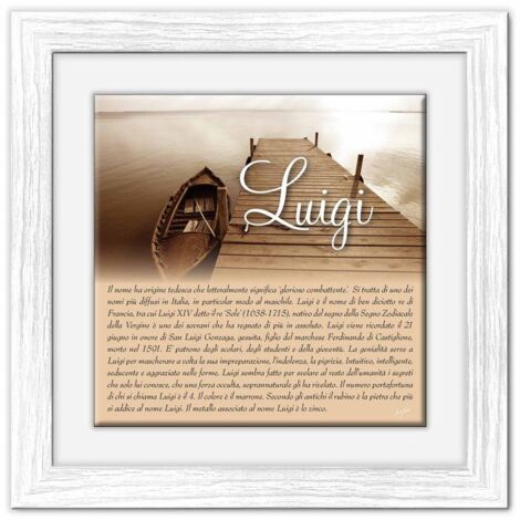 Lupia - Quadro mattonella Ceramica Modern White 29x29 cm con significato del nome Luigi