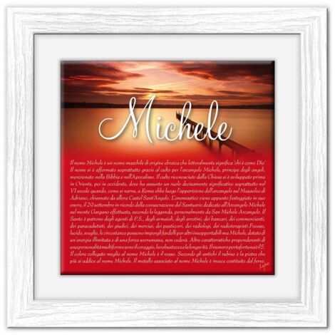Lupia - Quadro mattonella Ceramica Modern White 29x29 cm con significato del nome Michele