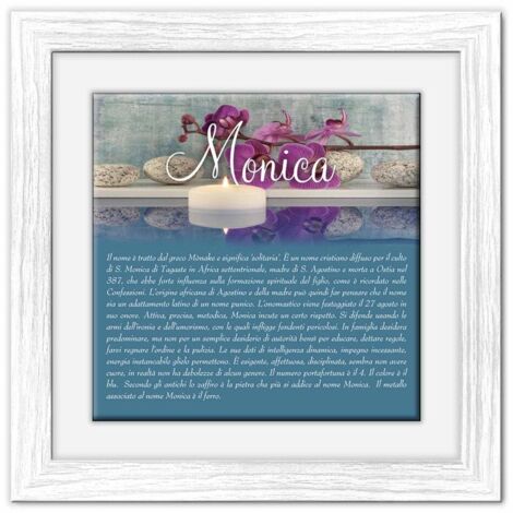 Lupia - Quadro mattonella Ceramica Modern White 29x29 cm con significato del nome Monica