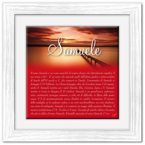 Lupia - Quadro mattonella Ceramica Modern White 29x29 cm con significato del nome Samuele