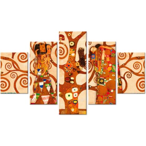 Lupia - Quadro Moderno 5 pezzi in legno VOGUE 66X115 cm L'ALBERO DELLA VITA, per soggiorno, camera da letto