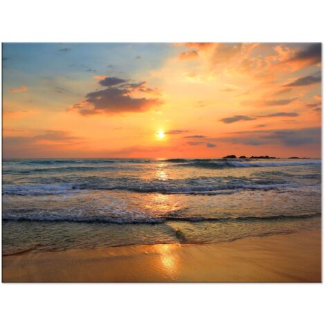 Lupia - Quadro moderno Canvas World BEACH SUNSET 30x40 cm, Stampa su Tela Telaio in Fibra di Legno, Stampa Stile naturalistico mare, Decorazione Cucina Sala da Pranzo bar hotel ristorante pizzeria