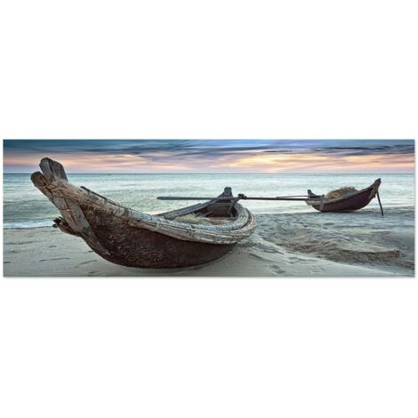 Lupia - Quadro moderno Canvas World CANOE 30x90 cm, Stampa su Tela Telaio in Fibra di Legno, Stampa Stile naturalistico mare, Decorazione Cucina Sala da Pranzo bar hotel ristorante pizzeria