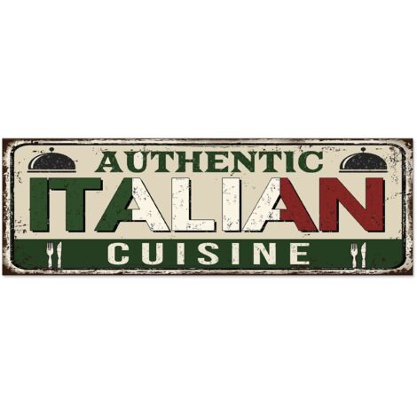 Lupia - Quadro moderno Canvas World ITALIAN CUSINE 20x60 cm, Stampa su Tela, Telaio in Fibra di Legno, Stampa Stile Vintage, Decorazione Cucina Sala da Pranzo bar hotel ristorante pizzeria, Retrò