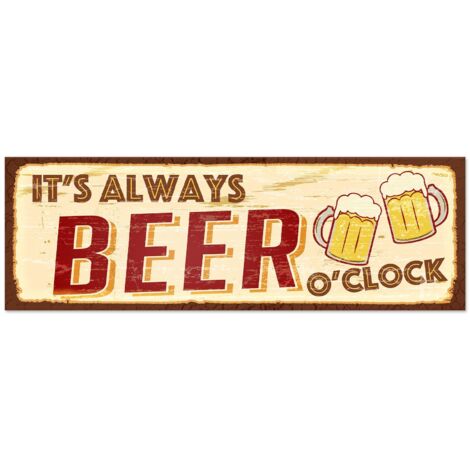 Lupia - Quadro moderno Canvas World IT'S ALWAYS BEER 20x60 cm, Stampa su Tela, Telaio in Fibra di Legno, Stampa Stile Vintage, Decorazione Cucina Sala da Pranzo bar hotel ristorante pizzeria, Retrò