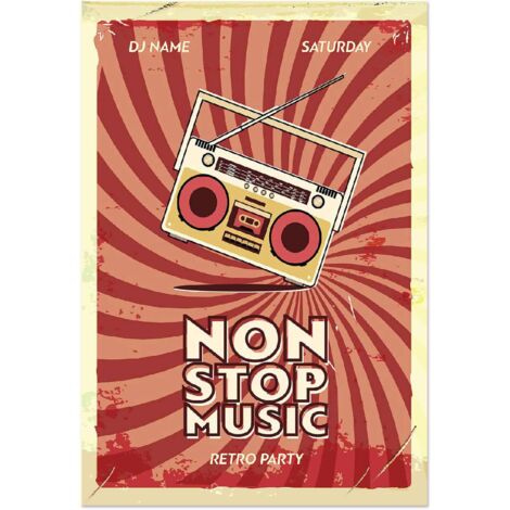 Lupia - Quadro moderno Canvas World NON STOP MUSIC 24x35 cm, Stampa su Tela Telaio in Fibra di Legno, Stampa Stile Vintage, Decorazione Cucina Sala da Pranzo bar hotel ristorante pizzeria, Retrò