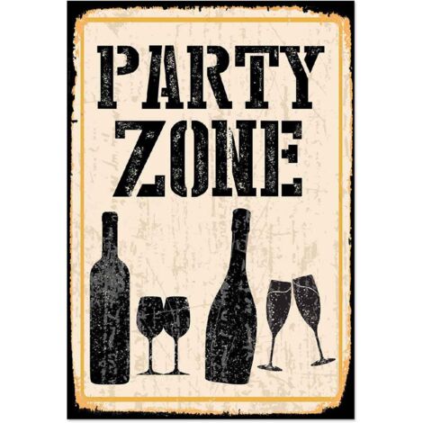 Lupia - Quadro moderno Canvas World PARTY ZONE 24x35 cm, Stampa su Tela Telaio in Fibra di Legno, Stampa Stile Vintage, Decorazione Cucina Sala da Pranzo bar hotel ristorante pizzeria, Retrò