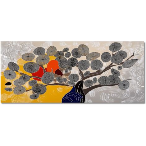 Lupia - Quadro moderno Canvas World TREE GRAND POIS, Stampa su Tela PVC, Telaio in Fibra di Legno, Albero della vita, 52x122 cm, per soggiorno capezzale camera da letto, ufficio