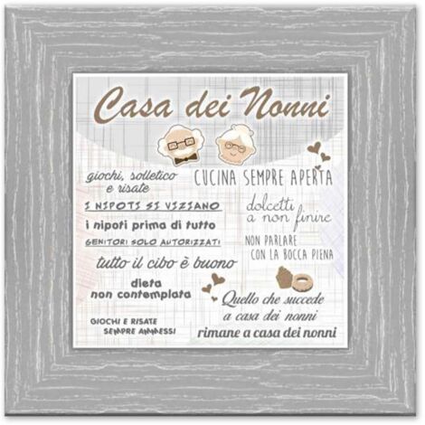 Lupia - Quadro Moderno con mattonella Ceramica stampata, cornice shabby Boston 30x30 cm CASA DEI NONNI cornice Boston Grey