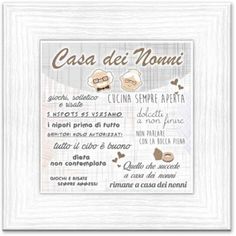 Lupia - Quadro Moderno con mattonella Ceramica stampata, cornice shabby Boston 30x30 cm CASA DEI NONNI cornice Boston White