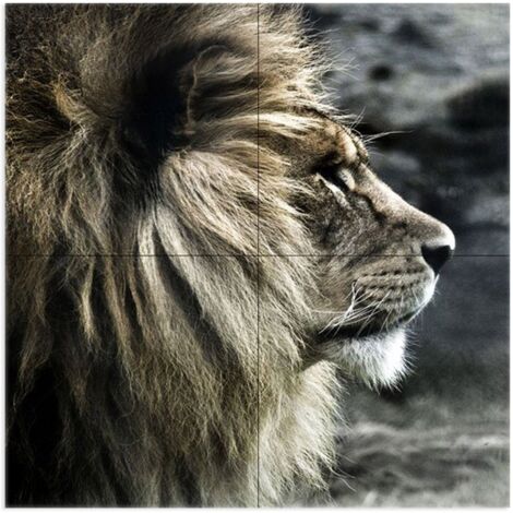Lupia - Quadro moderno grande su tela WALL 160x160 cm ANIMALI IL RE DELLA FORESTA, set 4 pz tele 80x80 cm per soggiorno camera da letto