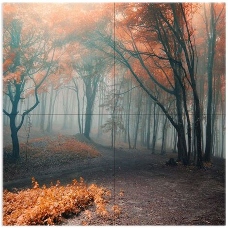 Lupia - Quadro moderno grande su tela WALL 160x160 cm PAESAGGI FOGLIE MORTE, set 4 pz tele 80x80 cm per soggiorno camera da letto