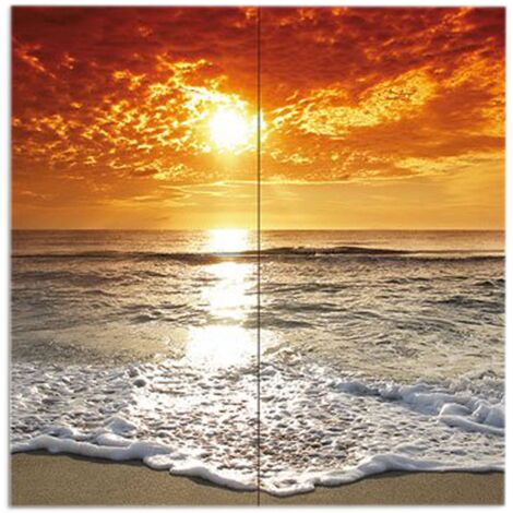 Lupia - Quadro moderno grande su tela WALL 2x2 m PAESAGGI L'IMMENSO tramonto, set 4 pz tele 1x1 m per soggiorno camera da letto