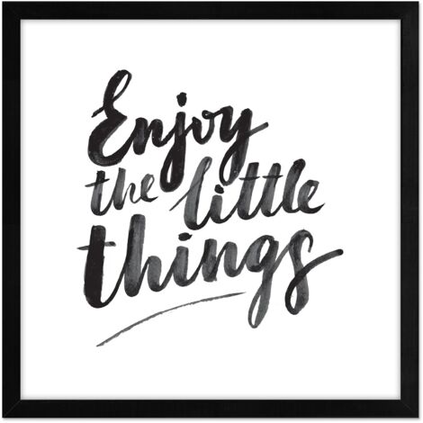 Lupia - Quadro Moderno in legno mdf con Cornice OPTICAL in Legno Sottile Nera ENJOY THE LITTLE 32x32 cm, Poster con Frasi motivazionali, decorazione arredo Casa, Ufficio, Regalo, Pronto da Appendere