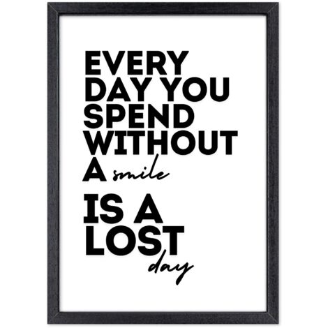 Lupia - Quadro Moderno in legno mdf con Cornice OPTICAL in Legno Sottile Nera EVERY DAY 32x42 cm, Poster con Frasi motivazionali, decorazione arredo Casa, Ufficio, Regalo, Pronto da Appendere