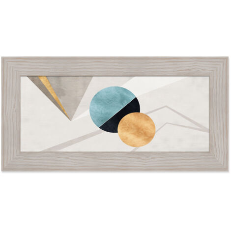 Lupia - Quadro moderno, per soggiorno camera da letto, con cornice BOSTON colore BEIGE, 28x57 cm, GEOMETRIC LINE stampa su pannello in legno, stile geometrico astratto