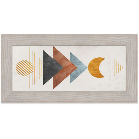 Lupia - Quadro moderno, per soggiorno camera da letto, con cornice BOSTON colore BEIGE, 28x57 cm, INFINITE stampa su pannello in legno, stile geometrico astratto