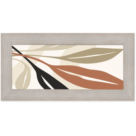 Lupia - Quadro moderno, per soggiorno camera da letto, con cornice BOSTON colore BEIGE, 28x57 cm, TROPICAL ART stampa su pannello in legno, stile tropicale