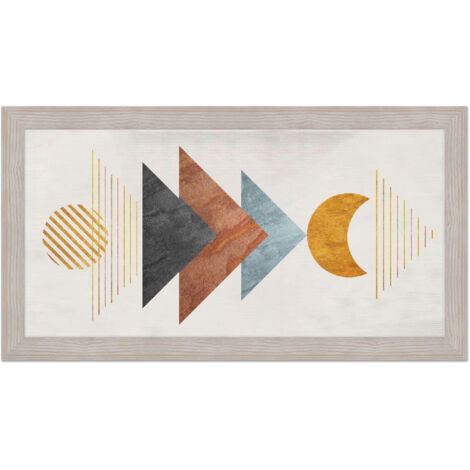 Lupia - Quadro moderno, per soggiorno camera da letto, con cornice BOSTON colore BEIGE, 60x110 cm, INFINITE stampa su pannello in legno, stile geometrico astratto