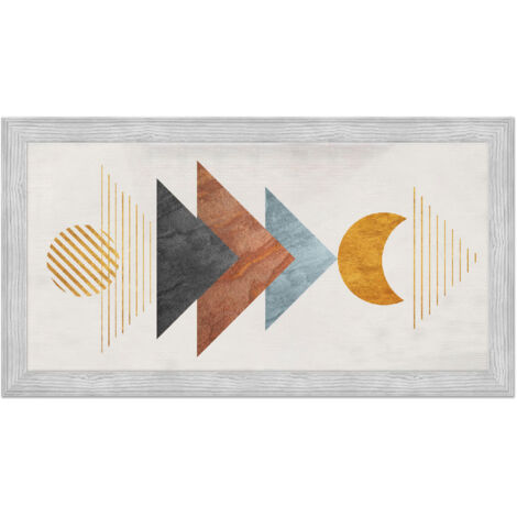 Lupia - Quadro moderno, per soggiorno camera da letto, con cornice BOSTON colore GREY, 60x110 cm, INFINITE stampa su pannello in legno, stile geometrico astratto