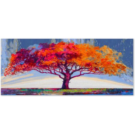 Lupia - Quadro Moderno PICTURES Blue Oak su Tela, Stampa Materica a Rilievo, Decorazione Artistica Artigianale, Telaio Ecologico, Adatto per Casa e Ufficio, Cotone, 52x122 cm
