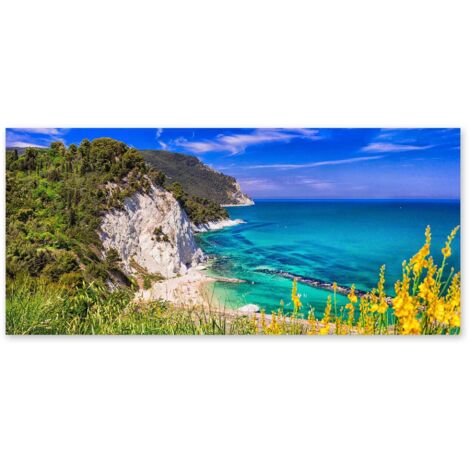 Lupia - Quadro moderno su Tela Canvas DEEP 65X143 cm, con paesaggi e localismi italiani, per casa, soggiorno, capezzale camera da letto, hotel, ufficio, ANCONA - COSTA DEL CORNERO