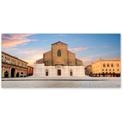 Lupia - Quadro moderno su Tela Canvas DEEP 65X143 cm, con paesaggi e localismi italiani, per casa, soggiorno, capezzale camera da letto, hotel, ufficio, BOLOGNA - BASILICA DI SAN PETRONIO